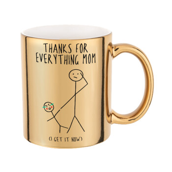 Thanks for everything mom, Mug ceramic, gold mirror, 330ml