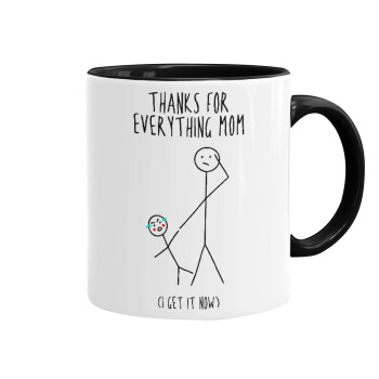 Thanks for everything mom, Mug colored black, ceramic, 330ml