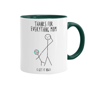 Thanks for everything mom, Mug colored green, ceramic, 330ml