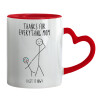 Mug heart red handle, ceramic, 330ml