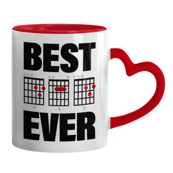 Best DAD Ever guitar chords, Mug heart red handle, ceramic, 330ml