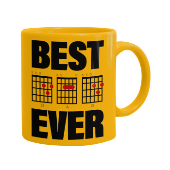 Best DAD Ever guitar chords, Ceramic coffee mug yellow, 330ml (1pcs)