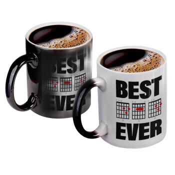 Best DAD Ever guitar chords, Color changing magic Mug, ceramic, 330ml when adding hot liquid inside, the black colour desappears (1 pcs)