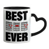 Mug heart black handle, ceramic, 330ml