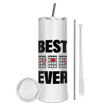 Best DAD Ever guitar chords, Tumbler stainless steel 600ml, with metal straw & cleaning brush