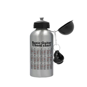 Guitar tabs, Metallic water jug, Silver, aluminum 500ml