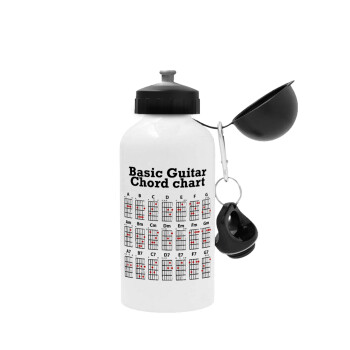 Guitar tabs, Metal water bottle, White, aluminum 500ml