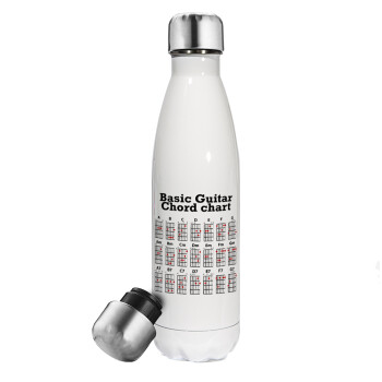 Guitar tabs, Metal mug thermos White (Stainless steel), double wall, 500ml