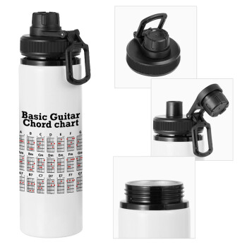 Guitar tabs, Metal water bottle with safety cap, aluminum 850ml