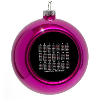 Guitar tabs, Purple Christmas tree ornament bauble 8cm