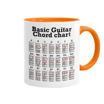 Guitar tabs, Mug colored orange, ceramic, 330ml