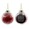 Transparent Christmas tree ball ornament with red filling 8cm