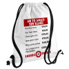 Backpack pouch GYMBAG white, with pocket (40x48cm) & thick cords