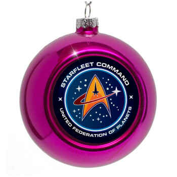 Starfleet command, Purple Christmas tree ornament bauble 8cm