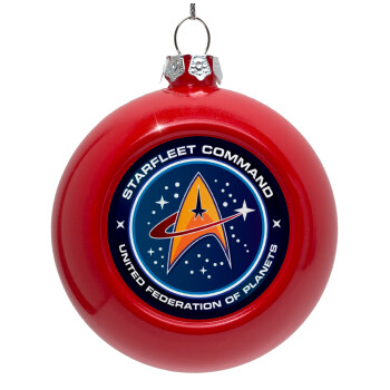 Starfleet command, Red Christmas tree ornament bauble 8cm