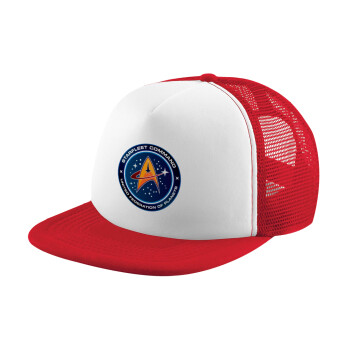 Starfleet command, Adult Soft Trucker Hat with Red/White Mesh (POLYESTER, ADULT, UNISEX, ONE SIZE)