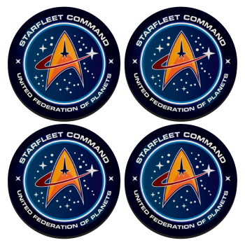 Starfleet command, SET of 4 round wooden coasters (9cm)