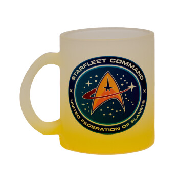 Starfleet command, Κούπα γυάλινη δίχρωμη με βάση το κίτρινο ματ, 330ml