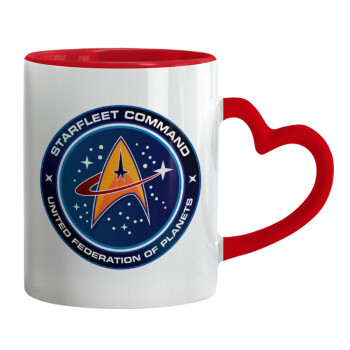 Starfleet command, Mug heart red handle, ceramic, 330ml