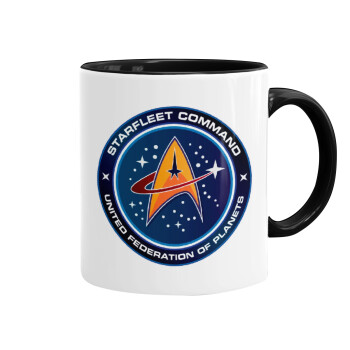Starfleet command, Κούπα χρωματιστή μαύρη, κεραμική, 330ml