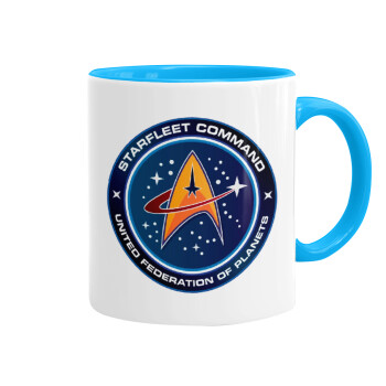 Starfleet command, Mug colored light blue, ceramic, 330ml