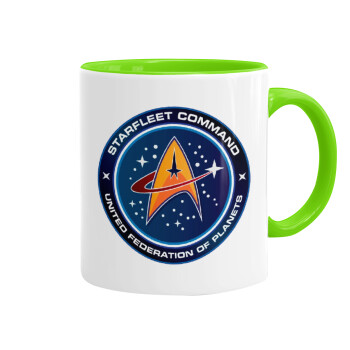 Starfleet command, Mug colored light green, ceramic, 330ml