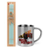 Easter Set, metallic thermal cup (300ml) & aromatic flat Easter candle (30cm) (TURQUOISE)