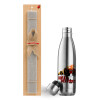 Easter Set, metallic stainless thermos flask (500ml) & scented flat Easter candle (30cm) (GRAY)