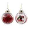 Transparent Christmas tree ball ornament with red filling 8cm