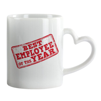 Best employee of the year, Mug heart handle, ceramic, 330ml