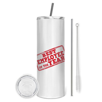Best employee of the year, Eco friendly stainless steel tumbler 600ml, with metal straw & cleaning brush