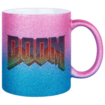 DOOM, Κούπα Χρυσή/Μπλε Glitter, κεραμική, 330ml