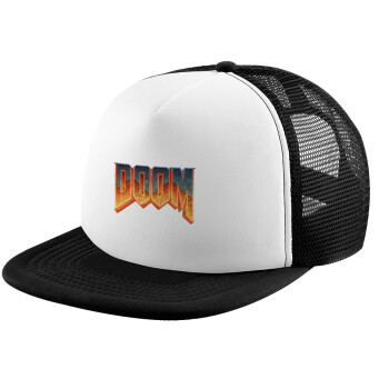 DOOM, Καπέλο παιδικό Soft Trucker με Δίχτυ ΜΑΥΡΟ/ΛΕΥΚΟ (POLYESTER, ΠΑΙΔΙΚΟ, ONE SIZE)