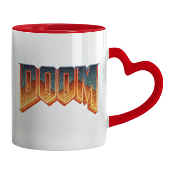 DOOM, Κούπα καρδιά χερούλι κόκκινη, κεραμική, 330ml