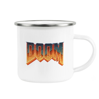 DOOM, Metallic enamel cup white 360ml