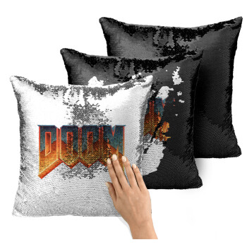 DOOM, Μαξιλάρι καναπέ Μαγικό Μαύρο με πούλιες 40x40cm περιέχεται το γέμισμα