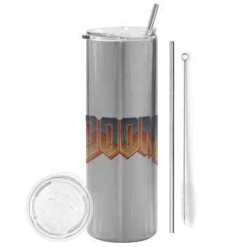 DOOM, Tumbler stainless steel Silver 600ml, with metal straw & cleaning brush