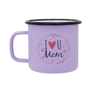 I Love you Mom pink, Κούπα Μεταλλική εμαγιέ ΜΑΤ Light Pastel Purple 360ml