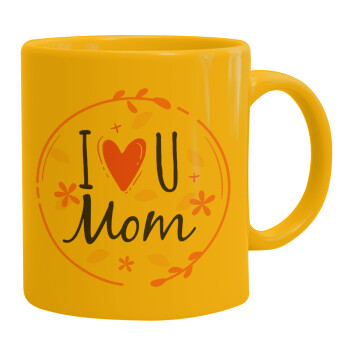 I Love you Mom pink, Κούπα, κεραμική κίτρινη, 330ml (1 τεμάχιο)