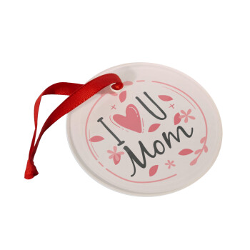 I Love you Mom pink, Christmas ornament glass 9cm