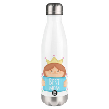 Best mom Princess, Metal mug thermos White (Stainless steel), double wall, 500ml