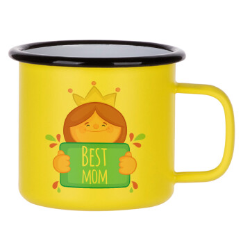 Best mom Princess, Κούπα Μεταλλική εμαγιέ ΜΑΤ Κίτρινη 360ml
