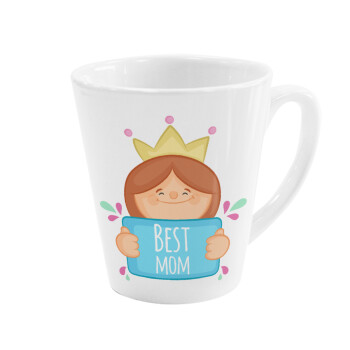 Best mom Princess, Κούπα κωνική Latte Λευκή, κεραμική, 300ml