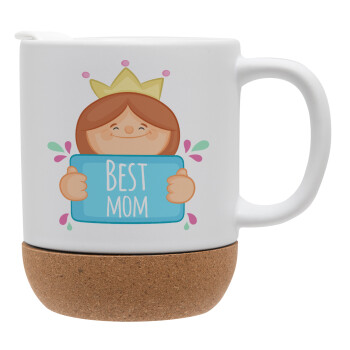 Best mom Princess, Κούπα, κεραμική με βάση φελού και καπάκι (ΜΑΤ), 330ml (1 τεμάχιο)