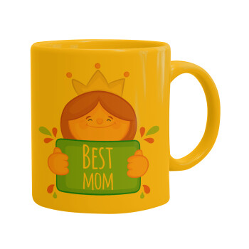 Best mom Princess, Κούπα, κεραμική κίτρινη, 330ml