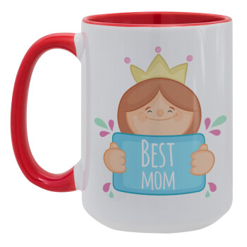 Best mom Princess, Κούπα Mega 15oz, κεραμική Κόκκινη, 450ml