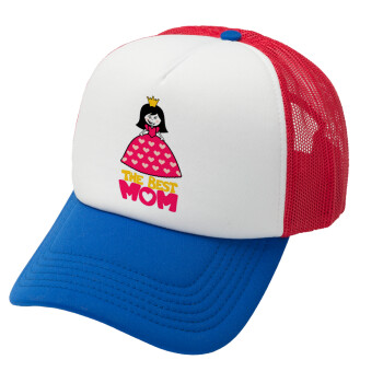 The Best Mom Queen, Καπέλο Ενηλίκων Soft Trucker με Δίχτυ Red/Blue/White (POLYESTER, ΕΝΗΛΙΚΩΝ, UNISEX, ONE SIZE)