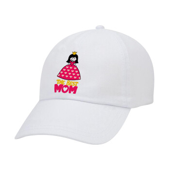 The Best Mom Queen, Καπέλο Ενηλίκων Baseball Λευκό 5-φύλλο (POLYESTER, ΕΝΗΛΙΚΩΝ, UNISEX, ONE SIZE)