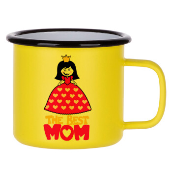 The Best Mom Queen, Κούπα Μεταλλική εμαγιέ ΜΑΤ Κίτρινη 360ml