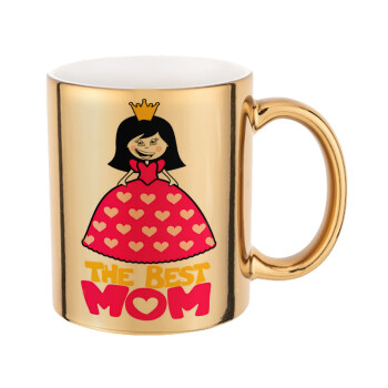 The Best Mom Queen, Κούπα κεραμική, χρυσή καθρέπτης, 330ml